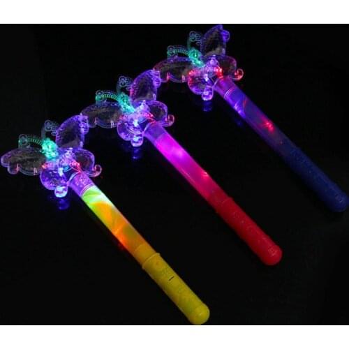 Cute Girls Fairy Princess Stick LED Flashing Light up Magic Wand Sticks Butterfly Childrens Day Party Gift