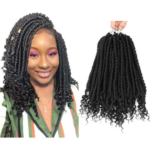 Mtmei Hair 12" Pre Twisted Spring Twist Crochet Hair Curly Bouncy Synthetic Crochet Braids For Women Black Ombre Braiding Hair