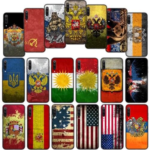 Russian US UK Flag Soft Cover Case for Xiaomi Mi Note 10 Ultra A1 A2 Lite A3 Pro Max Pocophone F1