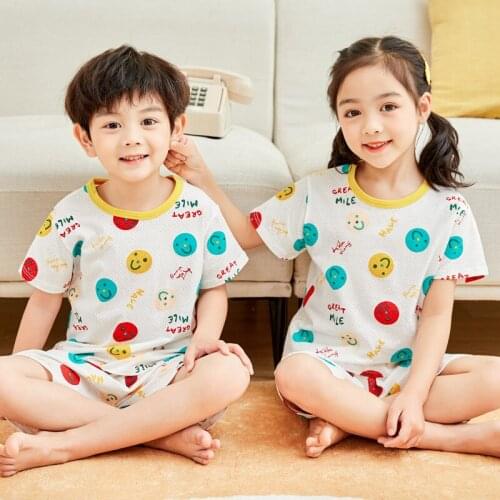 New Summer Boys Baby Clothes 2-12Years Short Sleeve T Shirt+shorts Girls Sleepwear Outfits Kids Clothing Childrens Pajamas Sets