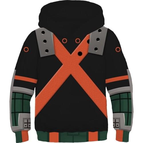 New Anime My Hero Academia Bakugou Katsuki Cosplay Costumes Sweatshirt Pullover Kids Child Hooded Jacket Hoodies Sportswear
