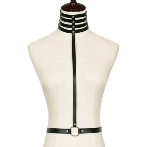 Punk Women Bust Harness Belt Harajuku Sexy Leather Body Belts Waist Belt Bondage Harness Straps Gothic Sword Belt Suspenders