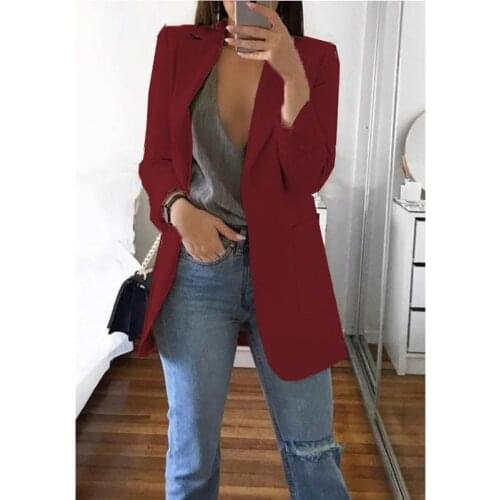 Fashion Korean Casual Womens Spring Autumn Long Female Business Suit 2020 Outwear Slim Coats Office Ladies Blazer Work Jacket