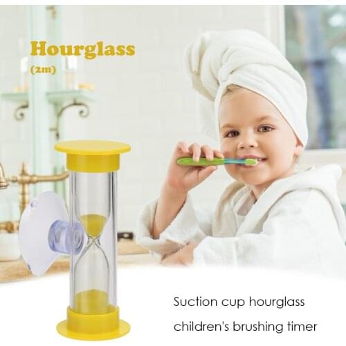2min Plastic Hourglasses + Suction Gift Sandglass Cup Lightweight Children Timer for Household Kids Students Decoration