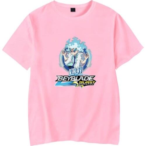 Hot Casual Beyblade Burst Evolution high Street Hip hop Pink t shirt Summer Classic Short Sleeve t shirt men/women All-match
