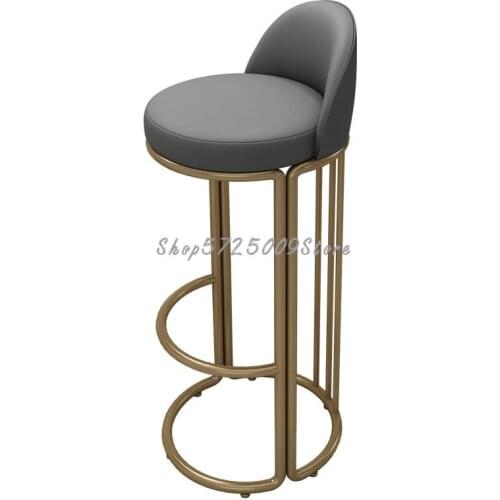 Nordic Style Light Luxury Bar Chair Iron Family Bar Stool Fashion Bar Chair Back Modern High Stool