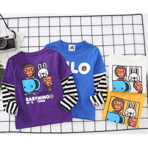New Kids Boy Girls Cartoon Back Animal Zoo Pattern Hip Hop Tops Long Sleeve Shirt Casual T-Shirts