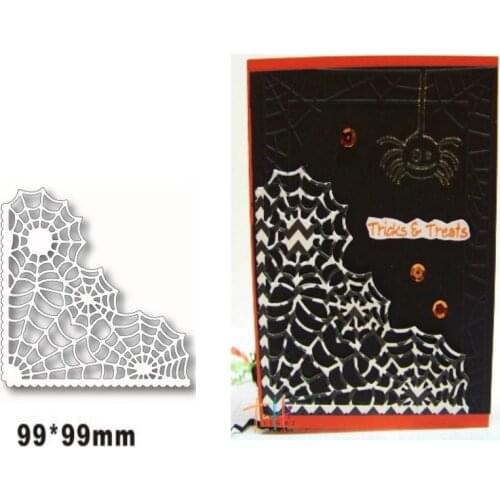 Happy Halloween Spiderweb Corner Metal Cutting Dies for DIY Scrapbooking Album Decorative Embossing Handmade Paper Cards Gift