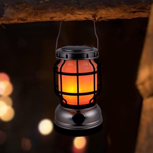 LED Solar Barn Lantern Lamp Portable Outdoor Camping Tent Light USB Rechargeable Retro Classic Kerosene Lamp Home Hand Light