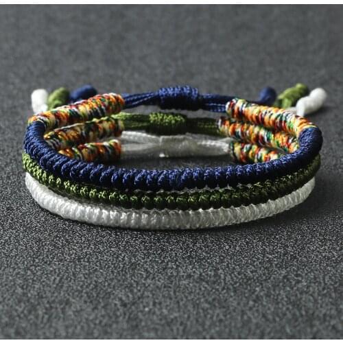 3Pcs Tibetan Buddhist Charm Lucky Braided Bracelet Anklet Multi Color Handmade Knots Rope Buddha Bangle For Women Men Gifts