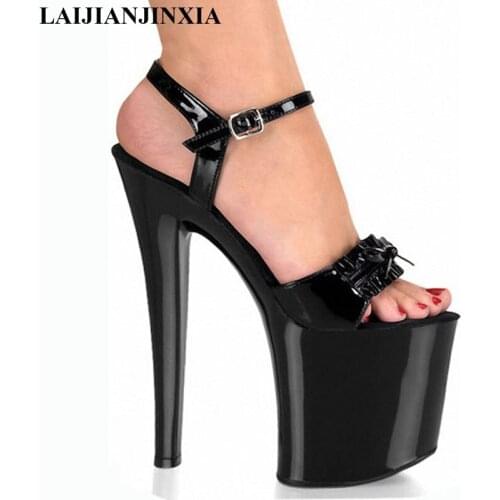LAIJIANJINXIA New Sexy Gladiator Style 20cm High Heel Shoes Platform butterfly Sandals Pole Dance Shoes 8 inch Party Shoes
