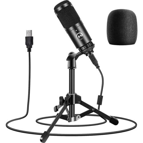 USB Podcast Microphone, 192KHZ Condenser Mic with Shock Mount+Foam Cap for Streaming, YouTube Videos Vocal Recording