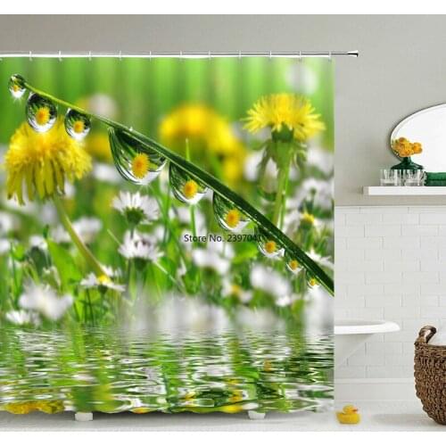 Green Plant Spring landscape Shower Curtain Waterproof Bathroom Curtain High Quality Polyester Fabric Home Decor With 12 Hook