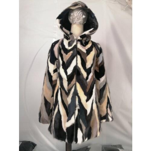 New genuine real natural mink fur coat with hood womens fashion multi-color warm winter waistcoats