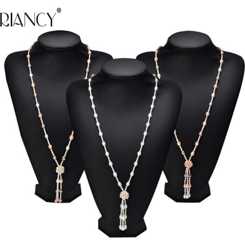 2018 Fashion Long Multicolor Pearl Necklace Natural Freshwater Pearl Necklace Tassel For Women wedding Party Gift