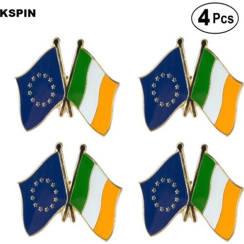 EU & Ireland Friendship Flag Pin Lapel Pin Badge Brooch Icons 4pcs