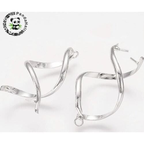 10pcs Twist Brass Pinch Bails Ice Pick Clasps Pendants Earrings Bails Silver Color Dangle Charm Bead Pendant Connector