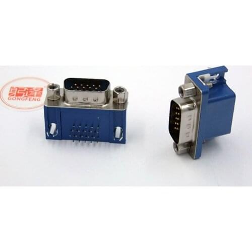 100pcs Blue New VGA 3.08mm DB15 interface HDR15 DR15 Male Connector Socket Three row Special Wholesale Free shipping to Russia