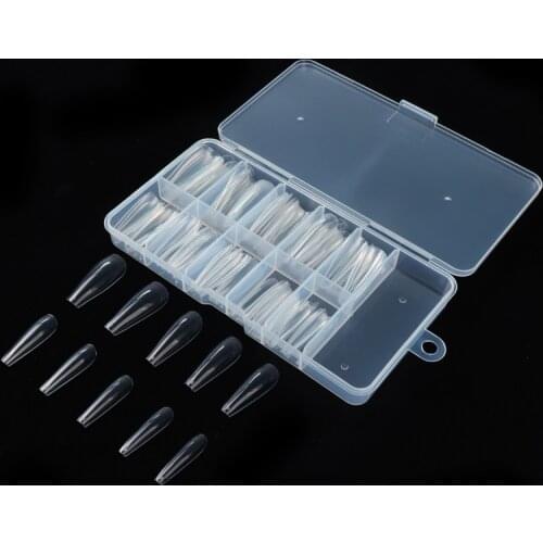 100PCS/box Ballet full false Nail snatural Transparent Color full cover nail tips pressed on the nails for Nail Decoration