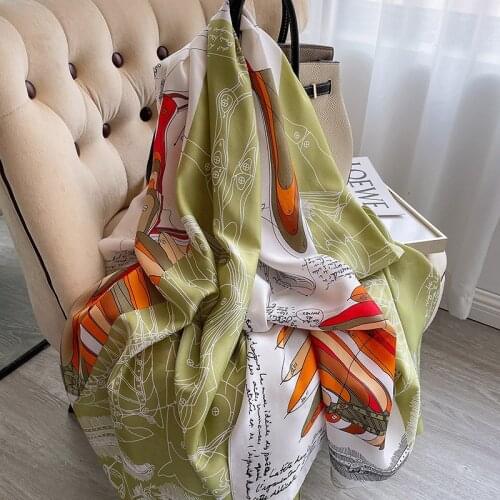 2021 Women Silk Winter Scarf Luxury Design Print Lady Beach Shawl Scarves Fashion Smooth Foulard Female Hijab