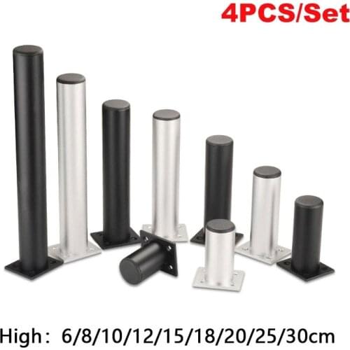 4Pcs H6-30cm Aluminum Alloy Support Feet Adjustable Furniture Replacement Legs Cabinet Sofa TV Cabinet Legs Silver/Black