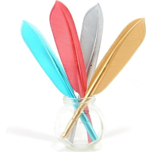 4Pcs/lot Feather Pens Ballpoint Pen Writing For School Supplies Stationery Cute Kawaii Pen Stationery Ball point Pens