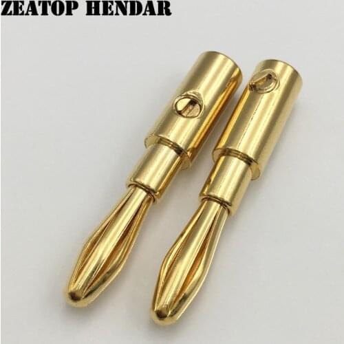 50Pcs Brass Metal 4mm Banana Male Plug AV Audio Vedio Adapter Connector for Binding Post Amplifiers Speaker Gold Plated