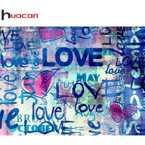 Huacan 5d Diamond Painting Love Fantasy Scenery Diamond Art Embroidery Mosaic Heart Text Landscape Wall Stickers