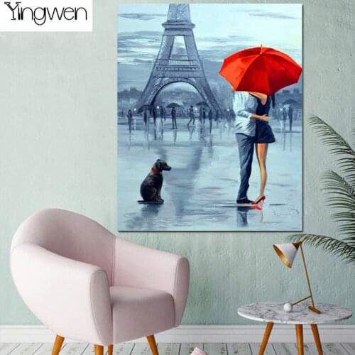 NEW Diy Full Diamond Painting Eiffel Couple Picture Diamond Beads Embroidery Dog Cross Stitch Rhinestones Paintings By Numbers