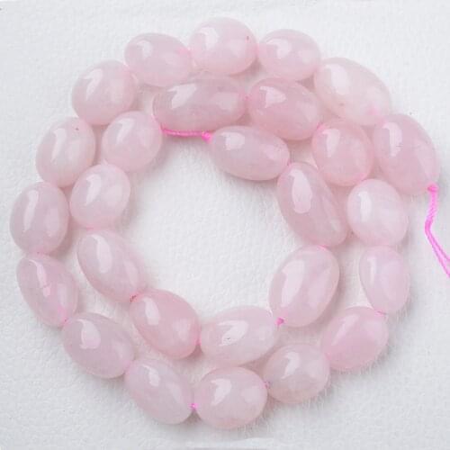12X16mm AAA Natural Smooth Pink Crystal irregular Oval Stone Beads For DIY necklace bracelet jewelry make 15 "free delivery