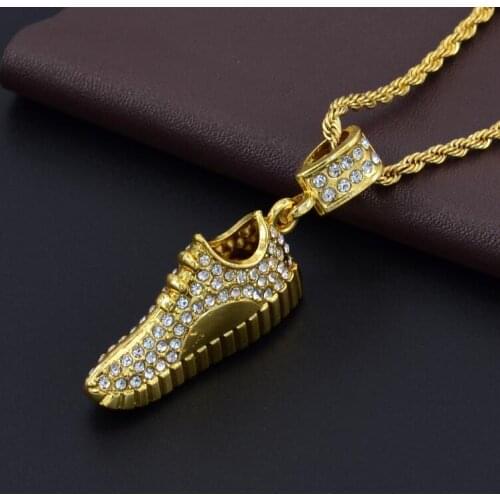 New Stainless Steel Crystal Zircon Rope Chain Hip Hop Men Women Basketball Shoe Sports Pendant Necklace Jewelry Drop Shipping