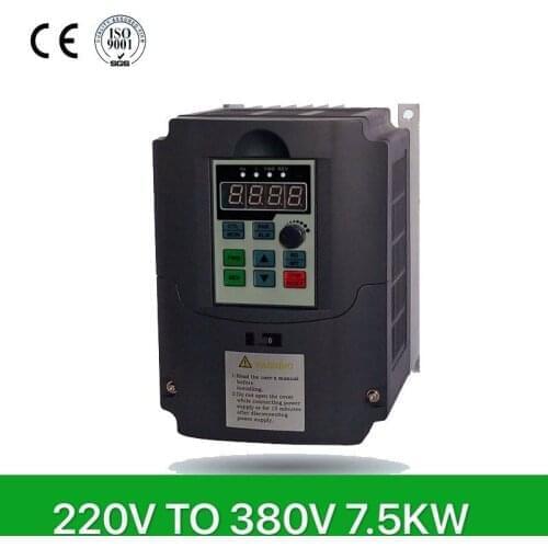 VFD 7.5kw 50hz to 60hz single phase 220v ac to 3 phase 380v / 415v ac frequency converter inverter for motor speed control