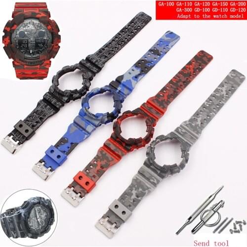 Watch accessories resin strap 16mm for camouflage Casio g-shock GLS GD GA110 GA100 GD120 mens and womens sports watch case