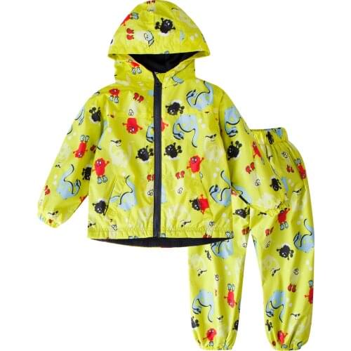 1-6Y Children Clothing 2021 Autumn Girl Clothes Priting Raincoat Jacket+Pant Outfit Kids Clothes Girl Suit For Boys Clothing Set