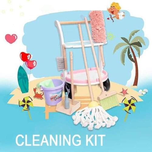 Childrens Broom And Dustpan Toy Cleaning Kit Girl Play House Clean Car Early Education Learn Housework Combination Wooden Toys