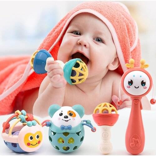Baby Rattle Teething Toys 0-12 Months Toddler Toys Soft Plastic Jingle Shaking Hand Bell Mobile Toy Educational Newborn Toy Gift