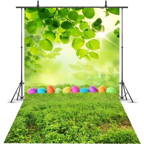 Easter Eggs Spring Flowers Grassland Baby Newborn Photography Backgrounds Blue Sky Green Scenery Backdrops for Photo Studio 207