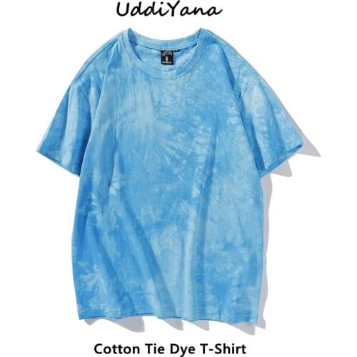 2021 Summer Mens Cotton Tie Dye T-Shirt Womens Oversized Fashion T-Shirts Vintage Clothes Y2K Sweatshirt Skateboard Tees Tops