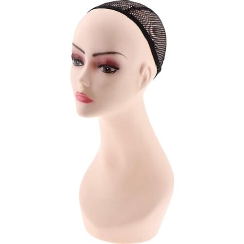 1 Piece Professional Female Flesh Tone Mannequin Head With Wig Net Cap, Long Neck Hat Scarfs Wigs Display Head