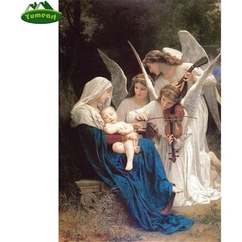 Song Angel Full Diamond Painting by Number Square Drill Diy Daimond Embroidery DMC Cross Stitch Virgin and Child Diamond Mosaic