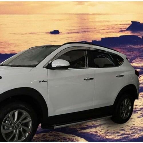 Brand New 1 Set Chrome Side Rain Guard Deflectors Vent Sun Shade Window Visors For Hyundai Tucson 2015