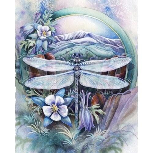 Colorful Dragonfly 100% Full Area Highlight Square Diamond Needlework Diy Diamond Painting 3D Diamond Cross Stitch Embroidery