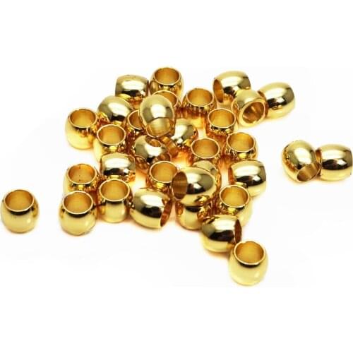 Brass plated with gold beads Large spacer bead DIY bracelet necklace jewelry accessories beaded Smooth bead