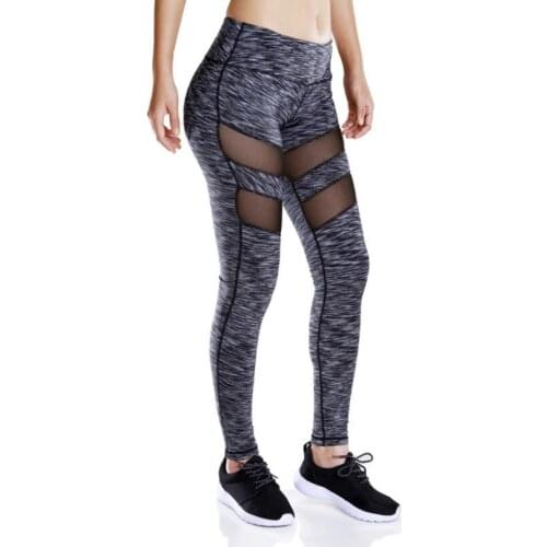 CKAHSBI Yoga Leggings Fitness Women Yoga Pants Running Tights Mesh Jogging Gym Clothes Gray Elastic Athletic Pants