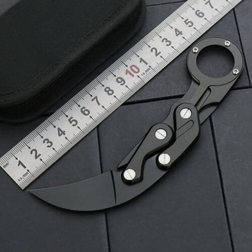 BEKETEN Portable Mechanical Claw Folding Knife CS GO Black Aluminum Handle Outdoor Camping Tools Hunting Survival Pocket Knives