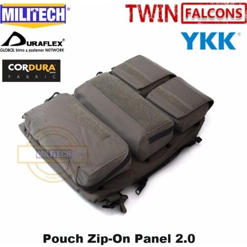 MILITECH 2.0 Zip-On Pouch Panel Platform for JPC CPC AVS Military Zipper Pack Add On Mags TWINFALCONS TW 500D Delustered Cordura
