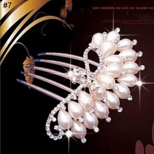 Fashion Women Bridal Wedding Pearl Crystal Rhinestone Hair Comb Hair Clip Hairpin Accessories Jewelry Gift SANA889
