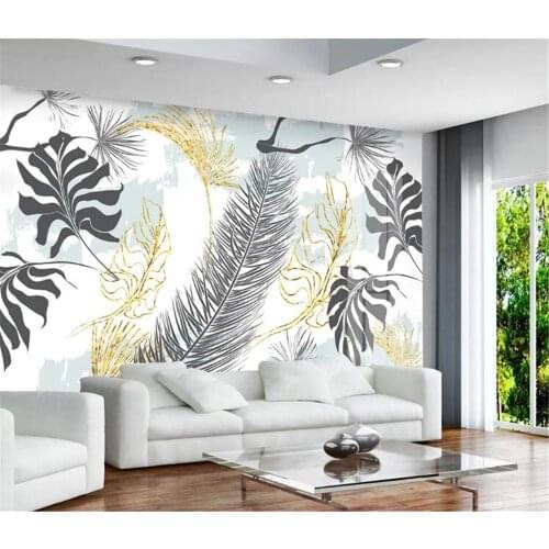 Bacal custom 3D wallpaper mural Nordic simple tropical modern hand-painted banana leaf bedroom background wall home decor huda