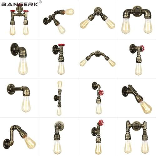 Loft Style Iron Wall Lamp Retro Water Pipe Wall Light LED Edison Sconces Industrial Vintage Lighting Home Decor Luminaire