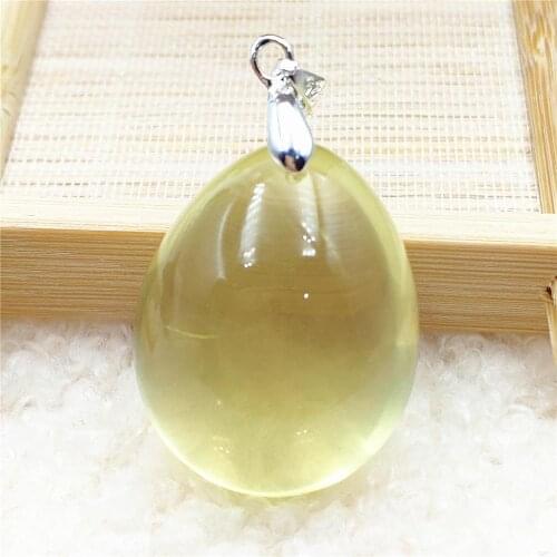 Genuine Natural Yellow Citrine Quartz Pendant Water Drop 29x24x17mm Brazil Women Jewelry Clear Citrine Beads Necklace AAAAA